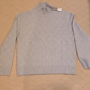 Dior Light Gray Textured Mock Turtleneck Sweater